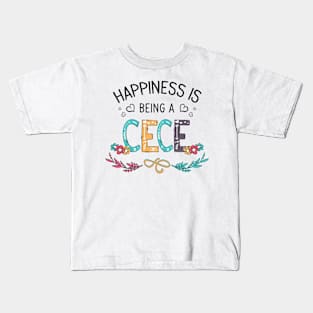 Happiness Is Being A Cece Wildflowers Valentines Mothers Day Kids T-Shirt